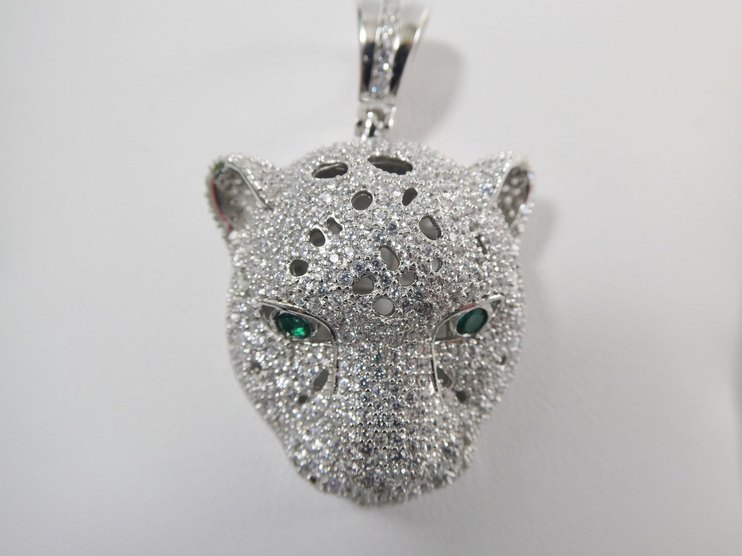 real 925 sterling silver full stone setting large panther pendent