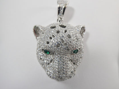 Real 925 Sterling Silver Full Stone Setting Large Panther Pendent