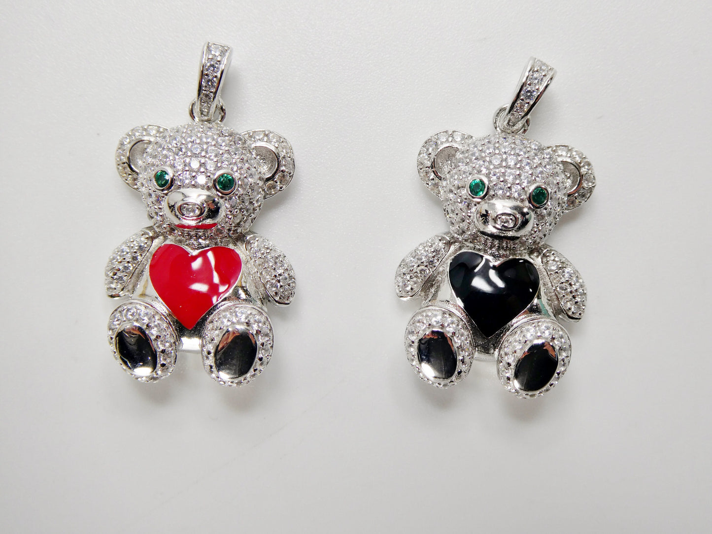 925 sterling silver enamel color teddy bear set chain and pendent