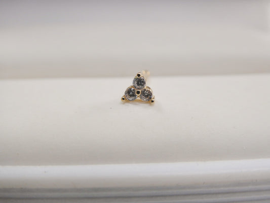 14k real solid yellow gold triangle stud nose ring
