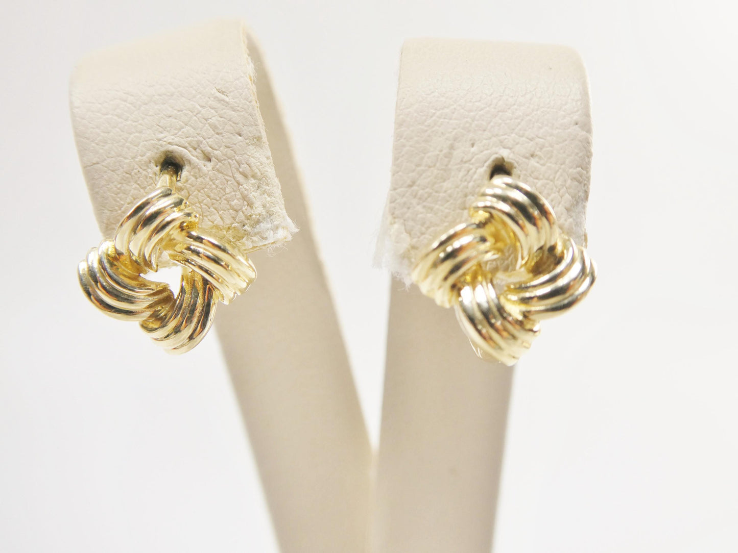 real 10k solid yellow gold designer love knot hoop huggie earrings