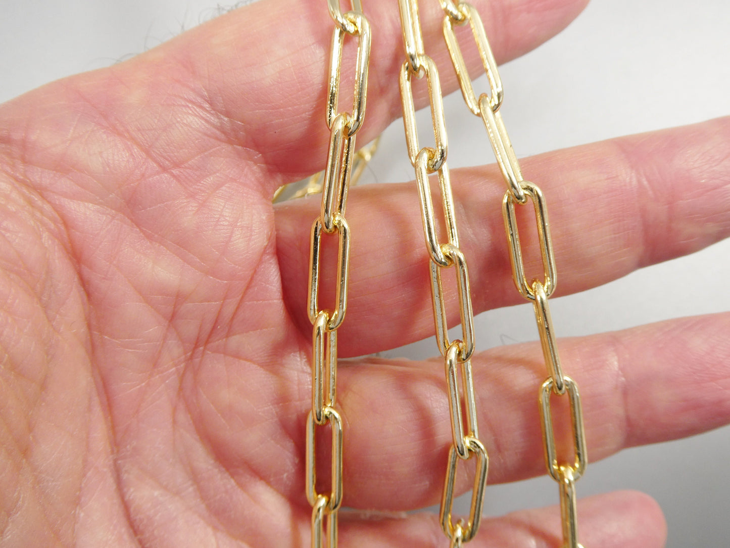 5mm 18k gold filled paper clip chain necklace 16"-18'-20"