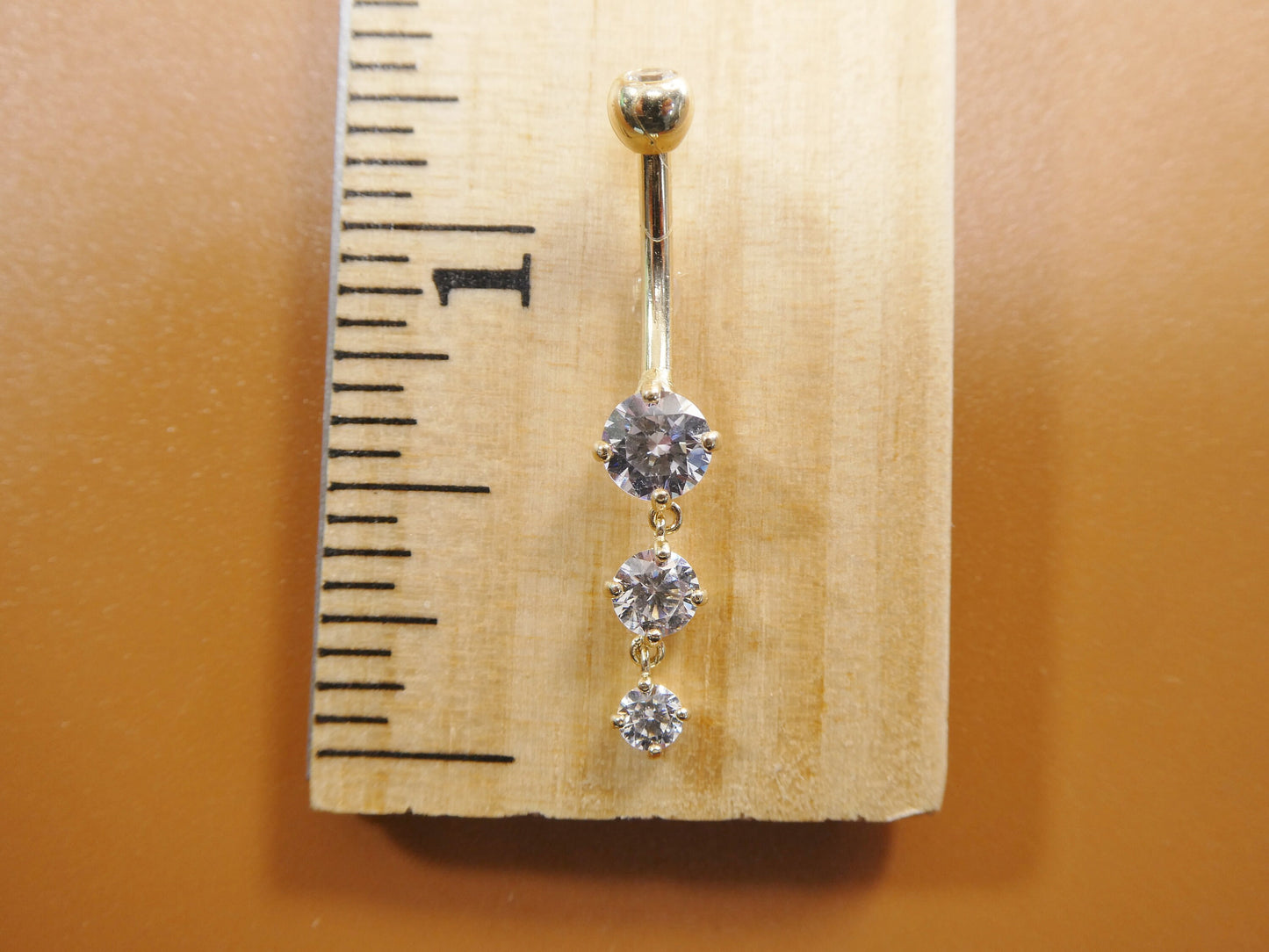 14k real solid yellow gold flower belly button ring piercing