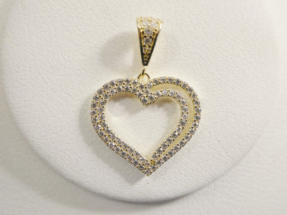 14k Real Solid Yellow Gold Full Stone Setting Heart Charm Pendent