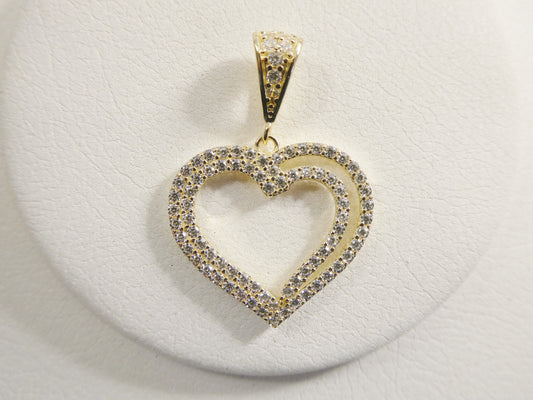 14k real solid yellow gold full stone setting heart charm pendent
