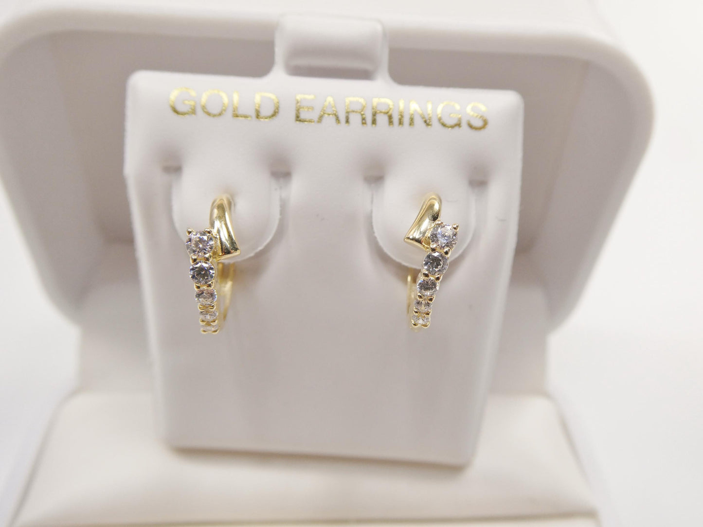 real 10k solid yellow gold designer hoop huggie earrings