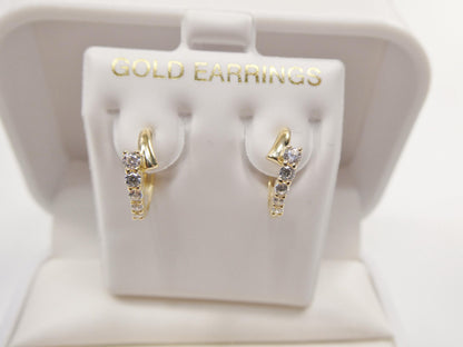 Real 10k Solid Yellow Gold Designer Hoop Huggie Earrings