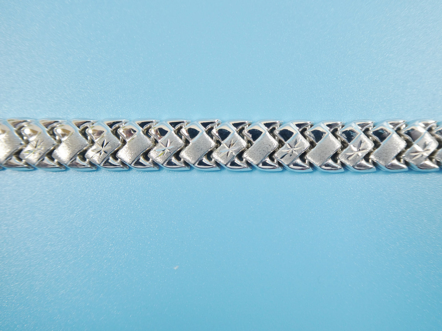8 inch basket STAMPATO bracelet white gold tone 14k white gold tone finish over real 925 sterling silver
