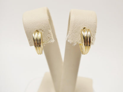 Real 10k Solid Yellow Gold Designer Hoop Huggie Earrings