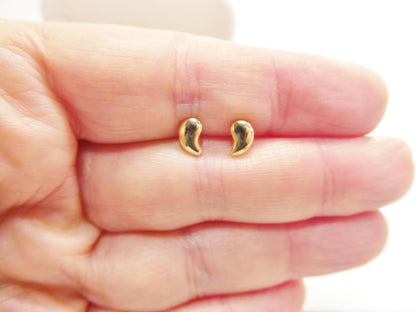 Real 10k Solid Yellow Gold Teardrop Push Post Earrings