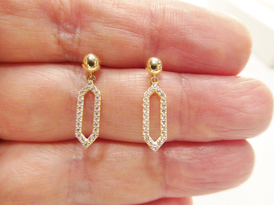 real 10k solid yellow gold design paperclip push post earrings