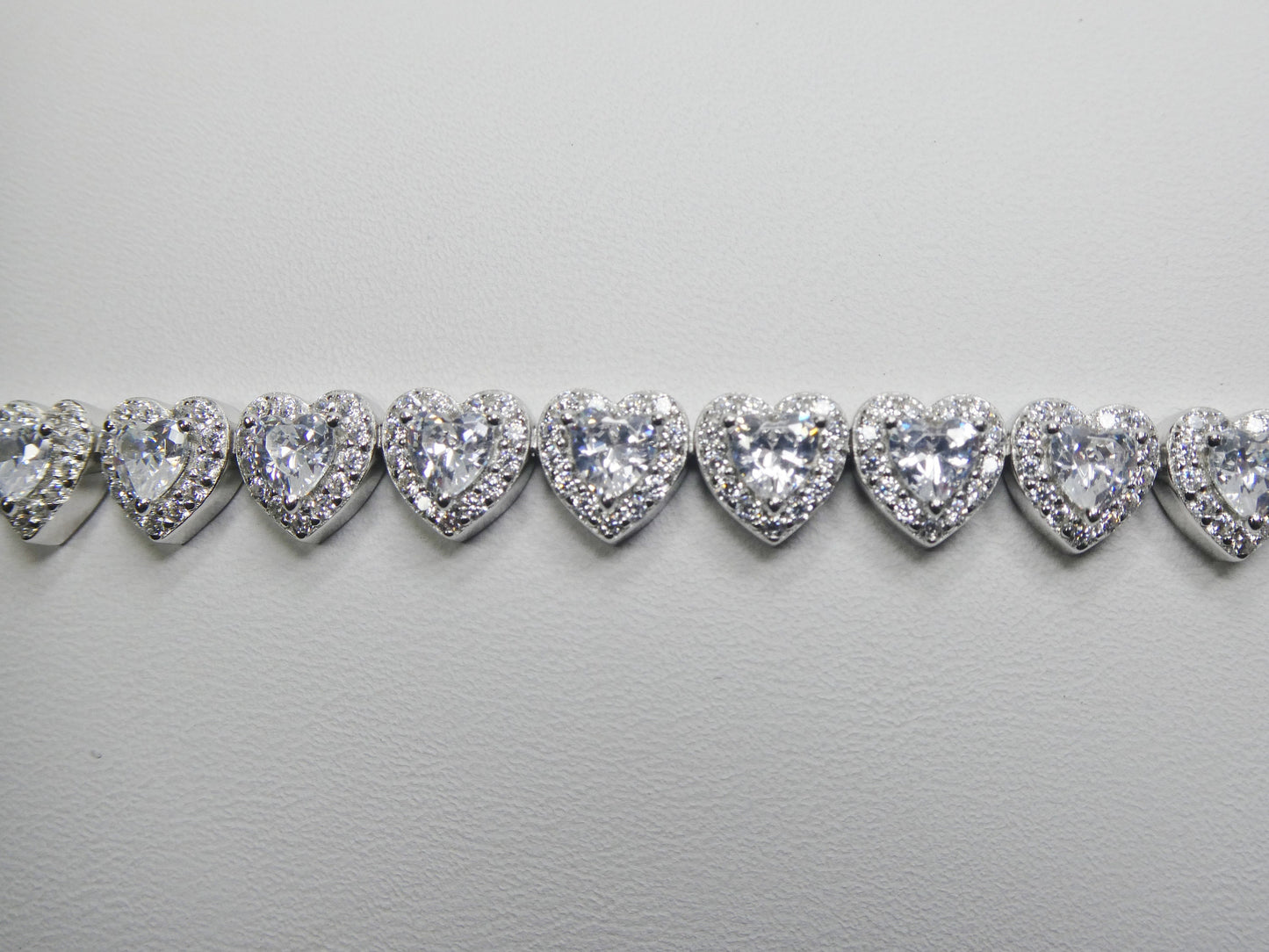 real  925 sterling silver heart stone set necklace and bracelet