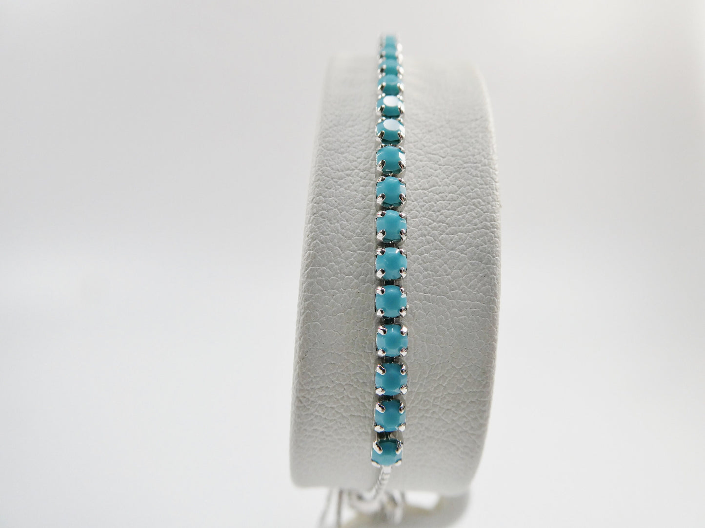 Adjustable turquois tennis bracelet real 925 sterling silver