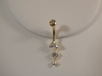 14k Real Solid Yellow Gold Flower Belly Button Ring Piercing