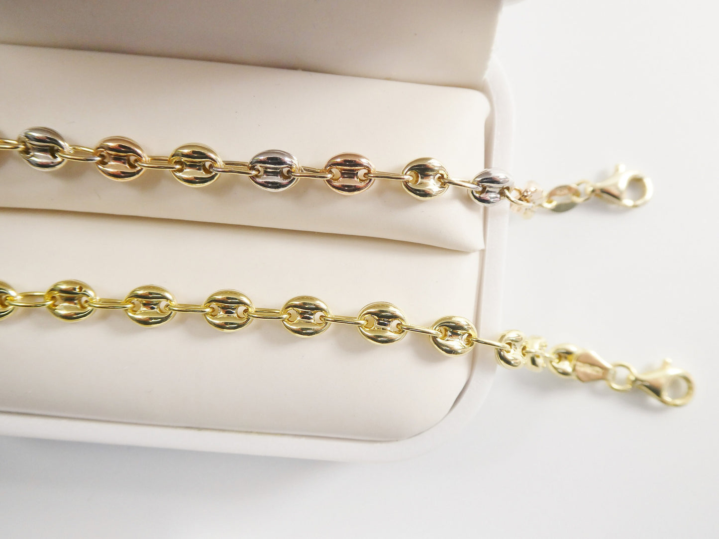 real 14k solid yellow gold 7 inch puff mariner ladies bracelet