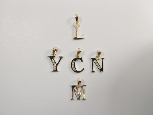 10k real solid yellow gold small initial alphabet pendent charm