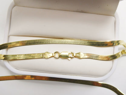 Real 3.5mm 925 Sterling Silver Herringbone Necklace/choker 14k Yellow Gold Finish