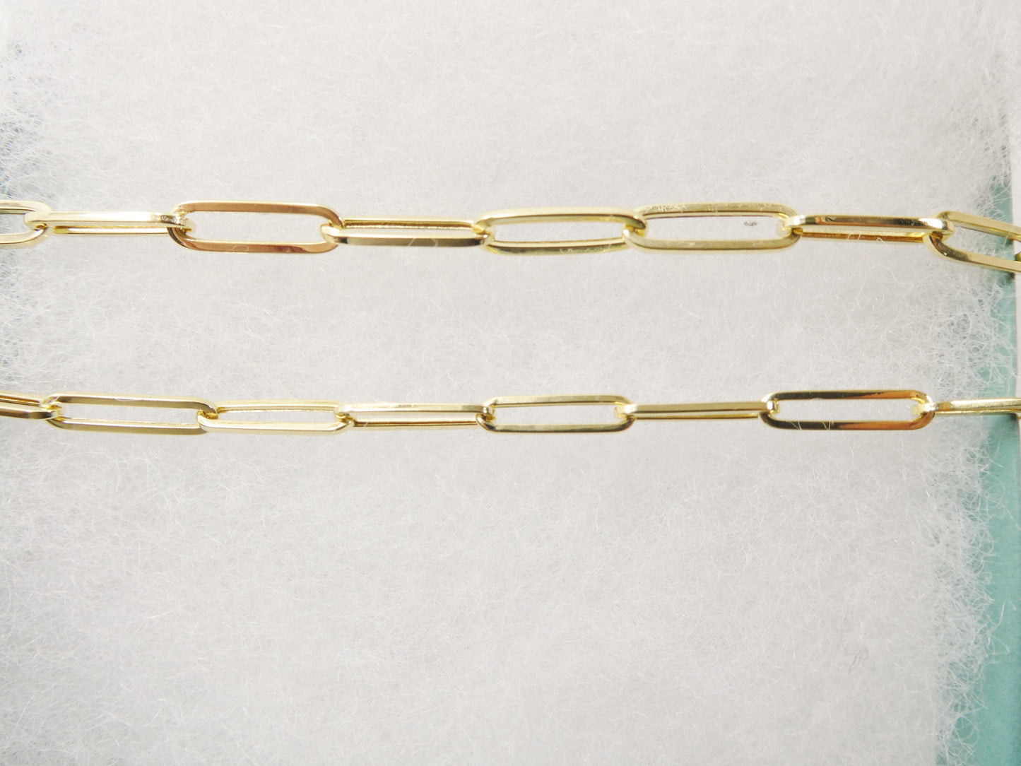 14k real solid yellow gold small wrist 6.5 inch paper clip high polish bracelet