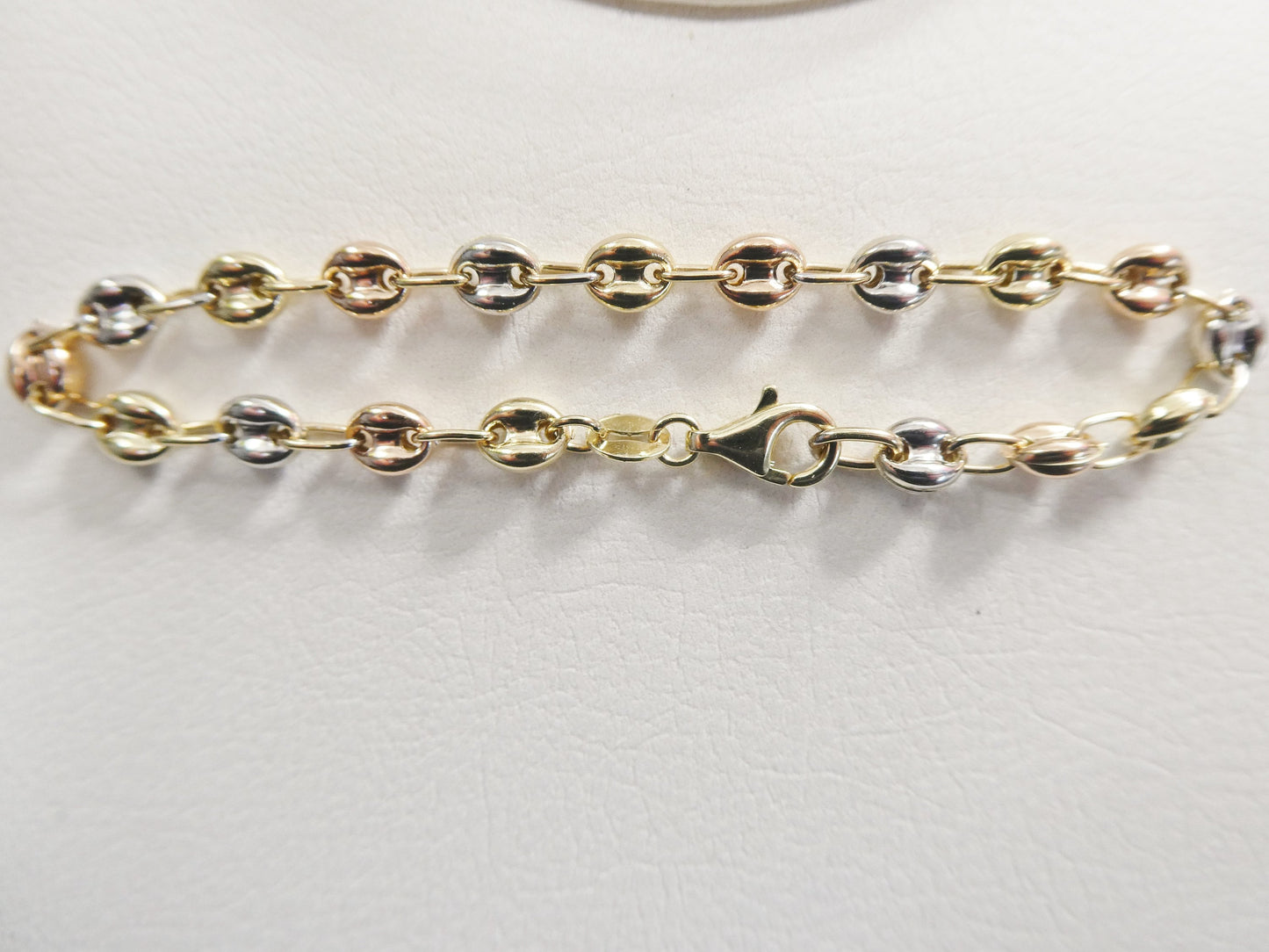 real 14k solid yellow gold 7 inch puff mariner ladies bracelet