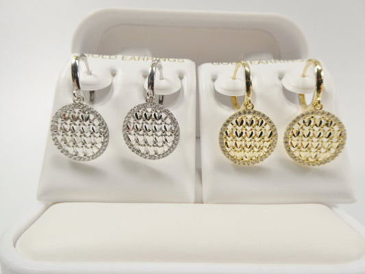 10k real solid yellow gold circle drop all tiny heart huggie earrings