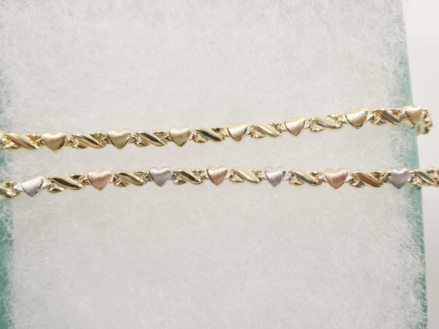 real 10k solid yellow gold 6 /7 inch children/women xo heart bracelet