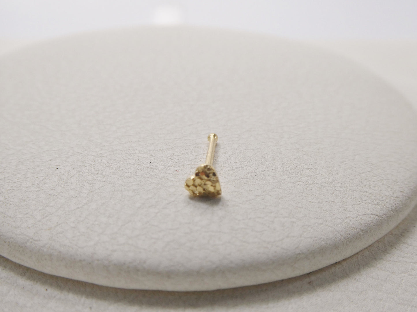 14k real solid yellow gold heart nose stud ring