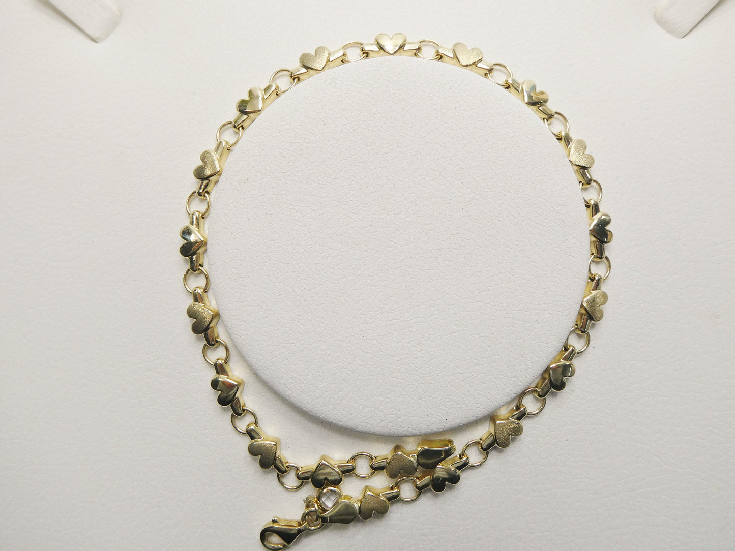 real 14k solid yellow gold 10 inch anklet heart bracelet
