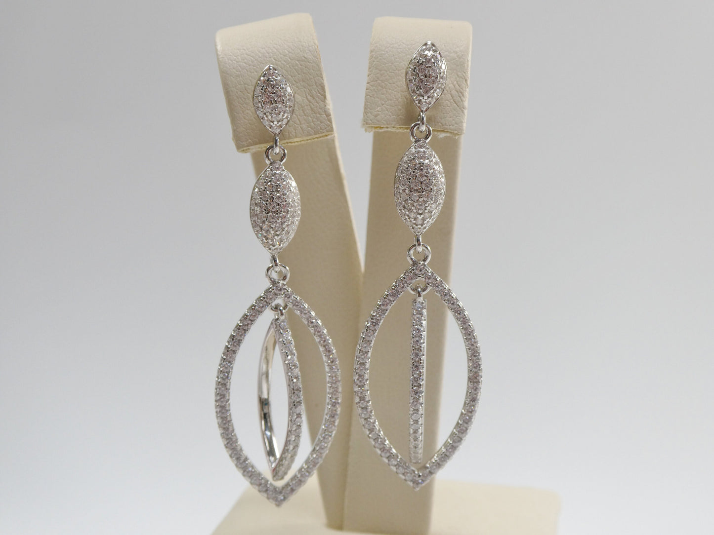 real 925 sterling silver micro pave setting 14k white gold color finish drop earrings