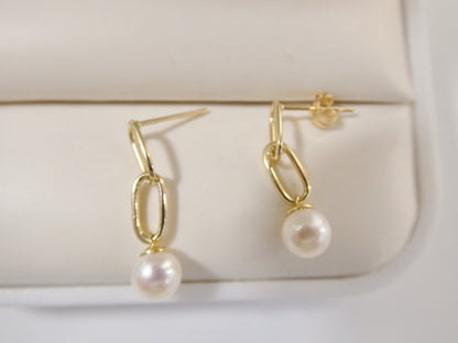 Real 10k Solid Yellow Gold Freshwater Cultured Pearl Stud Earring Dainty
