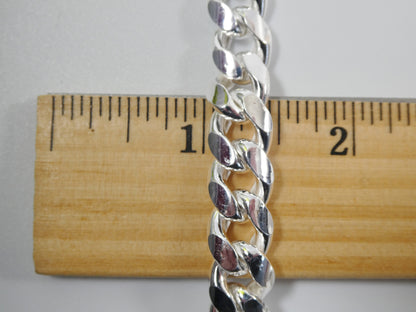 Real 10.5MM 925 Sterling Silver Men Miami Semi Solid Link Chain Box Lock Clasp