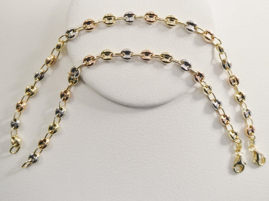 real 14k solid yellow gold 7 inch puff mariner ladies bracelet