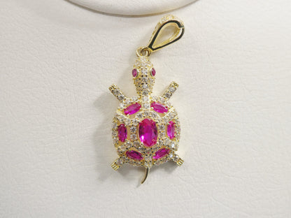 14k Real Solid Yellow Gold Turtle Charm Pendent