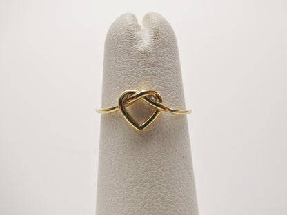 10k Solid Yellow Gold Baby Children Heart Shaped Love Knot Ring