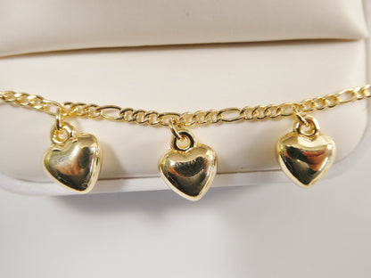 6 Inch 7 Inch 14k Gold Filled Heart Dangling Baby Bracelet