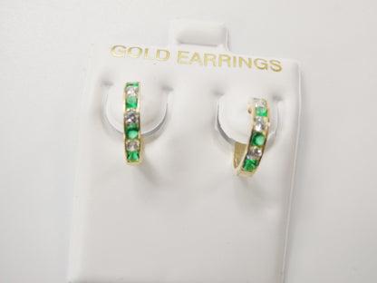Real 10k Solid Yellow Gold 13mm Prong Setting Huggie Hoop Earrings