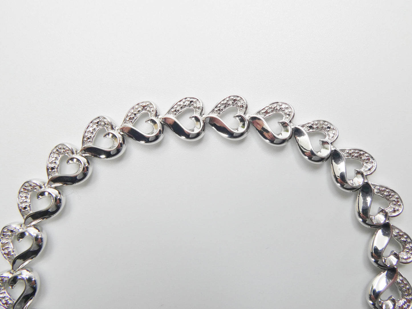 real  925 sterling silver heart diamond bracelet