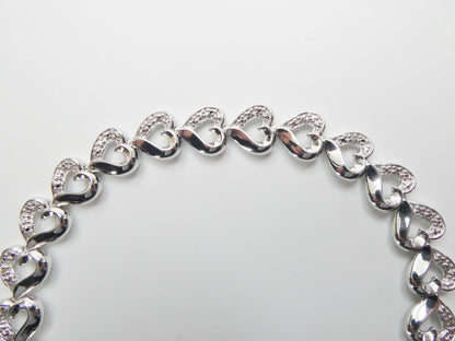 Real  925 Sterling Silver Heart Diamond Bracelet