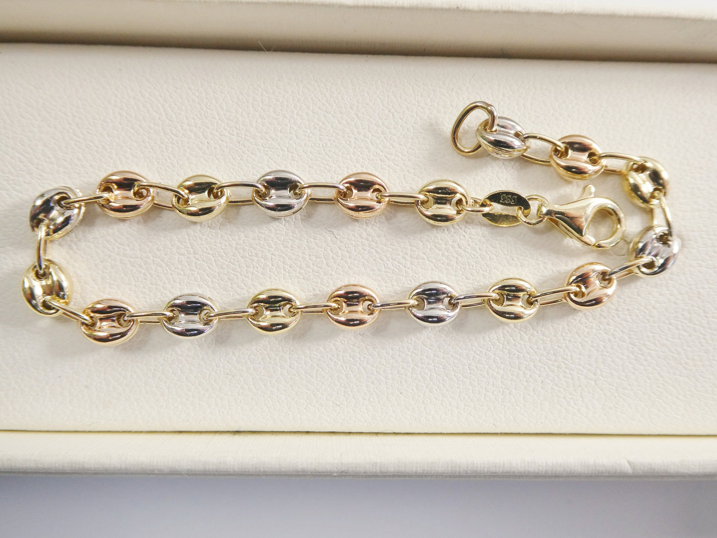real 14k solid yellow gold 6 inch puff mariner baby bracelet