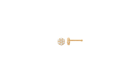 14k Real Solid Yellow Gold Round Flower Stud Nose Ring