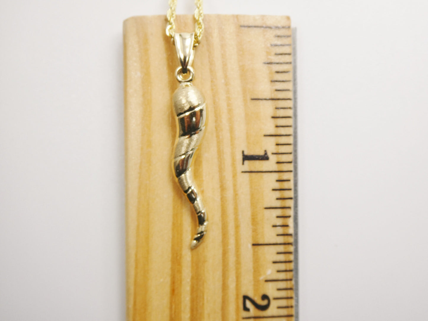 14k real solid yellow gold tri color horn pendent and robe necklace