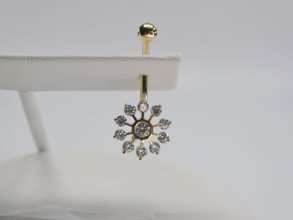 14k Real Solid Yellow Gold Sun Belly Ring