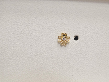 14k Real Solid Yellow Gold Flower Nose Rings