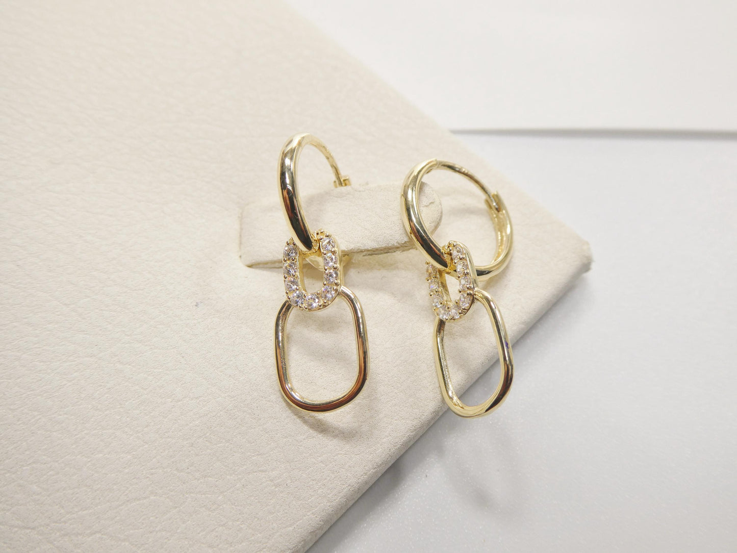 real 10k solid yellow gold designer hoop huggie earrings