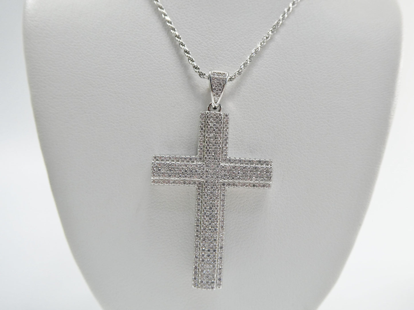 Sterling Silver Cross Pendant Necklace: 14k Gold or Silver, 18 inch