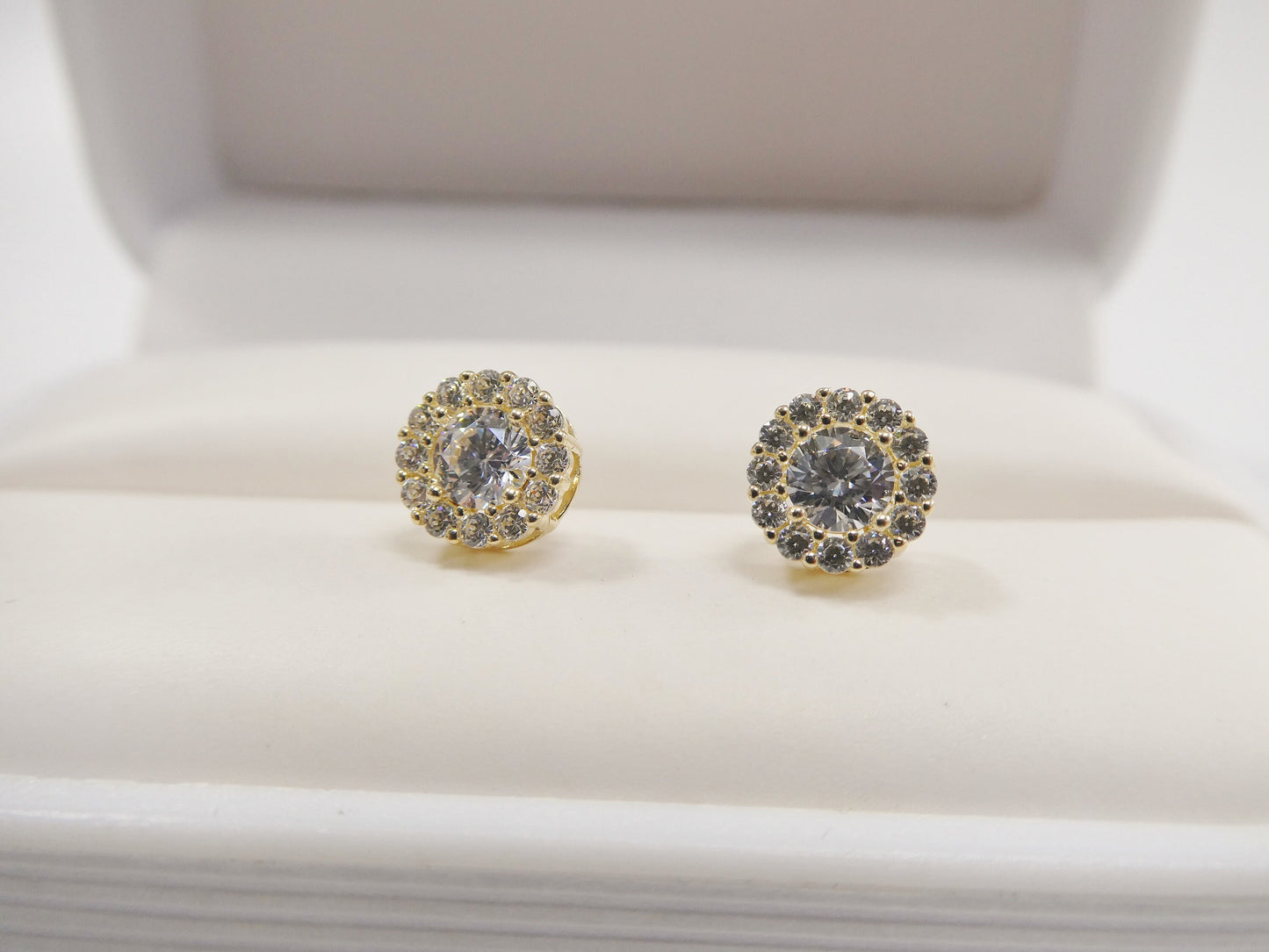 real 10k solid yellow gold push post circle stud earrings