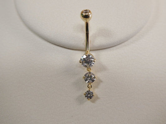 14k real solid yellow gold flower belly button ring piercing