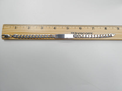 8.5 Inch Real 925 Sterling Silver Solid Curb Men ID Bracelet