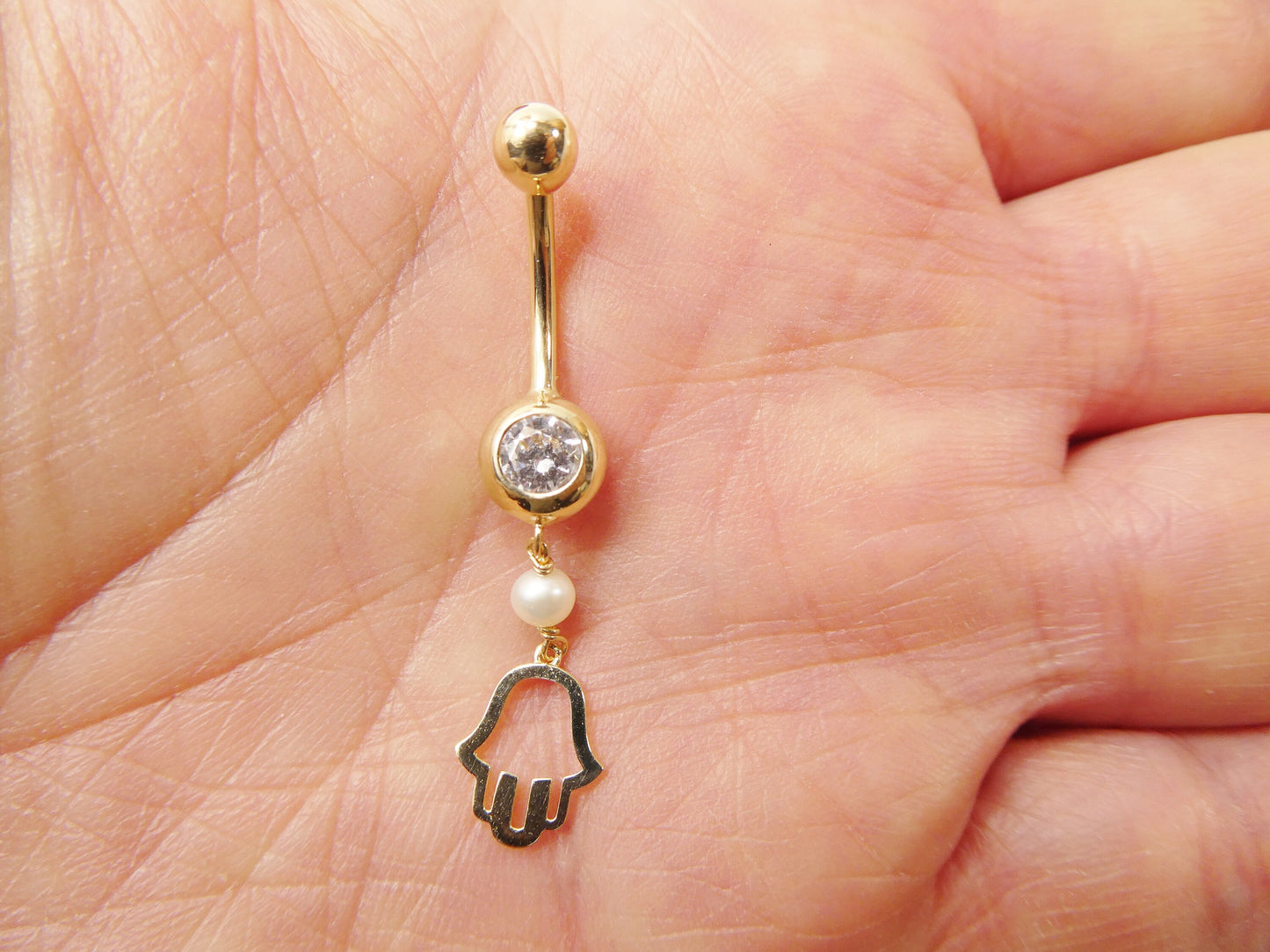 14k real solid yellow gold mother of pearl turtle belly button ring piercing