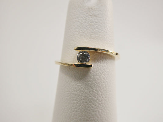 real 14k solid yellow gold women's classic micro pave setting pinky ring
