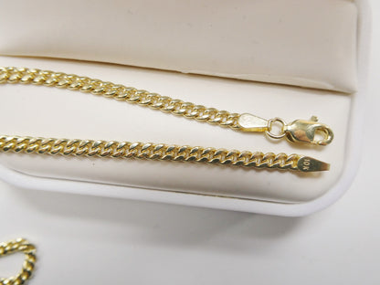 Real 10k Solid Yellow Gold 3mm Curb Link Chain Necklace